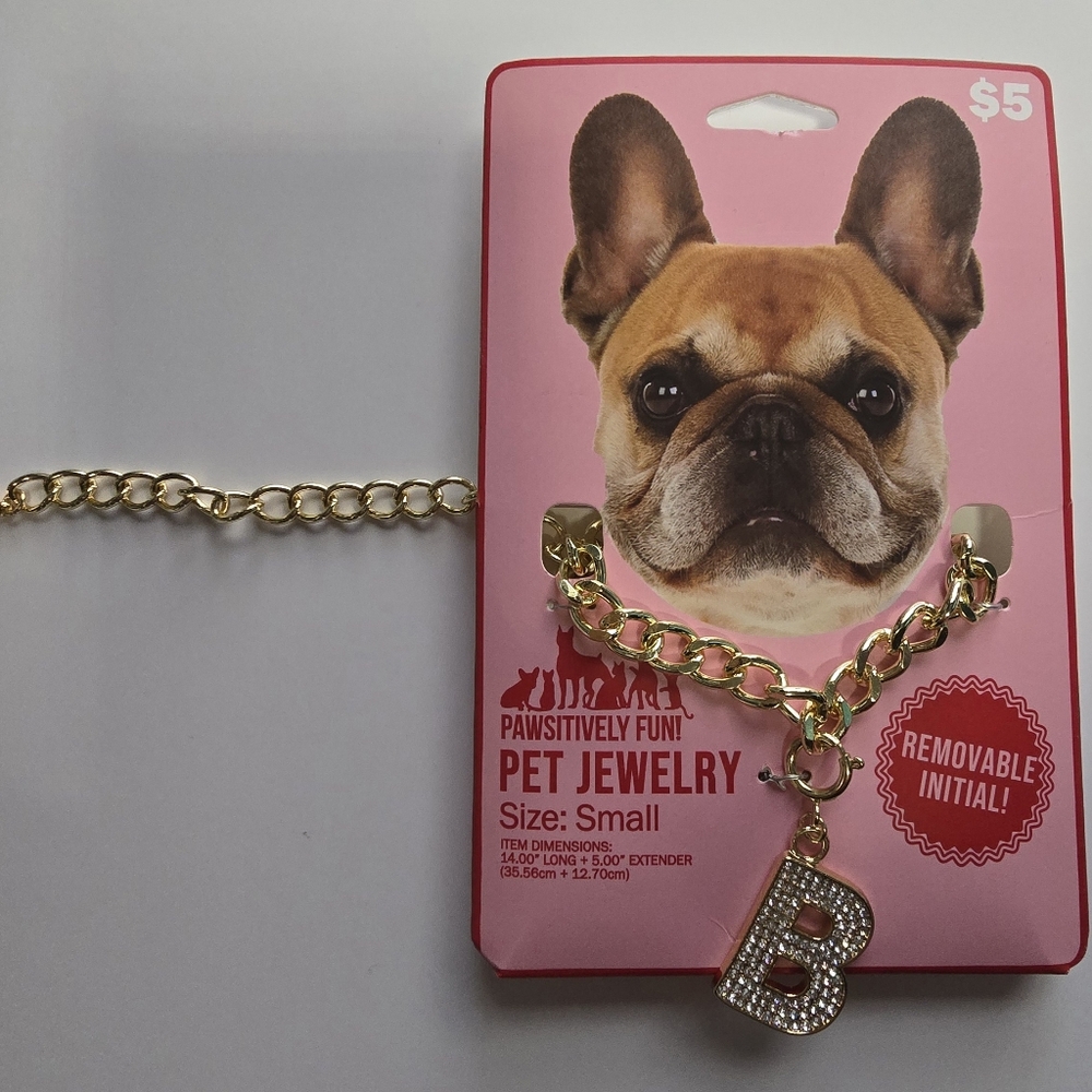 Pet jewelry with diamond initial letter B